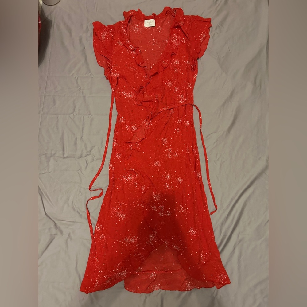 Auguste red wrap midi dress Size 8
